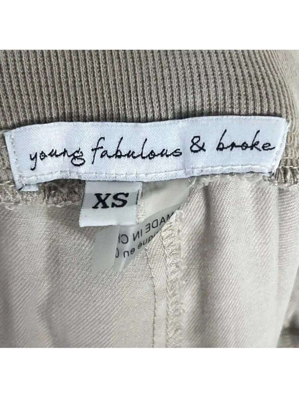Young Fabulous & Broke XS Jupiter Jogger Utility Cargo Pants Taupe TENCEL